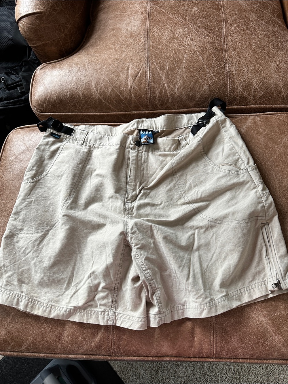 Kuhl Men's Beige Cargo Shorts with Adjustable Waist